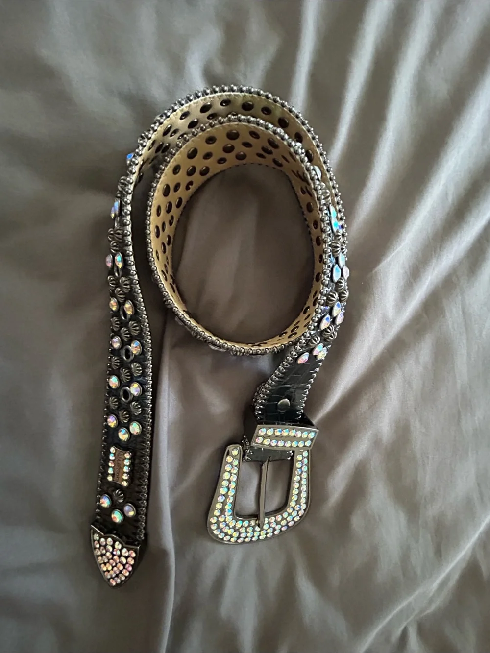 Black Patent Jeweled Western Belt